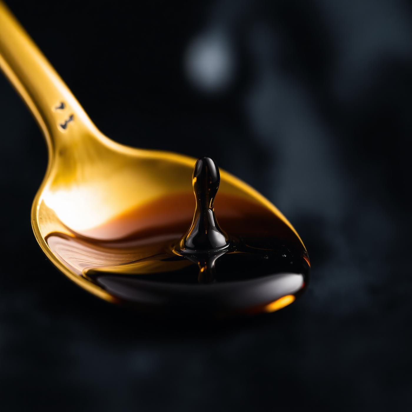 Żywica Shilajit na złotej łyżeczce